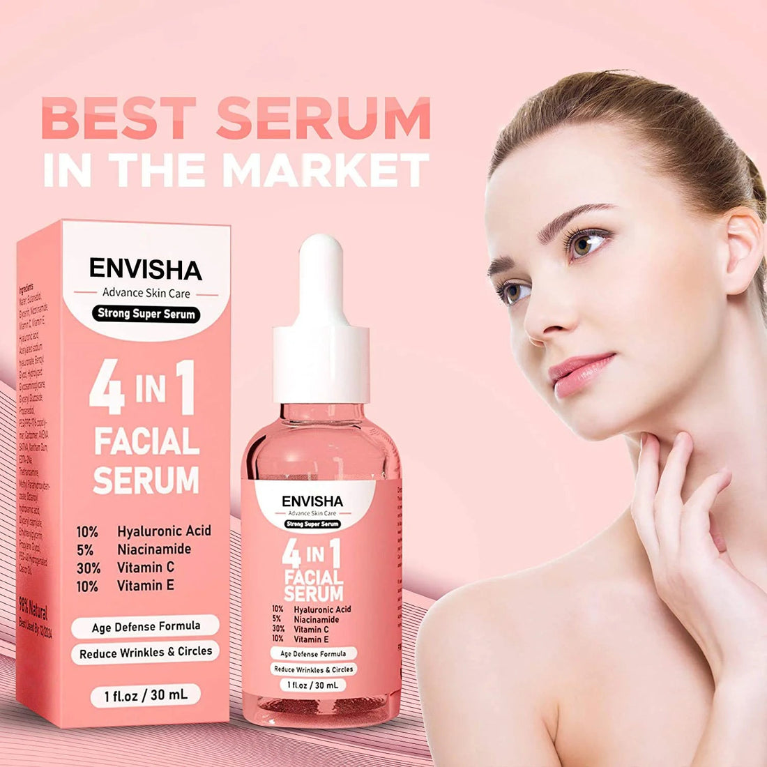 ENVISHA Facial Serum Skin Care Collagen Nicotinamide Hyaluronic Acid Vitamin Moisturizing Whitening Shrink Pores Remove Acne Halalzen