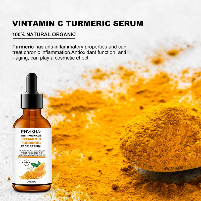 ENVISHA Collagen Vitamin Turmeric Face Serum Essence Anti-Aging Wrinkle Skincare Moisturizing Serum Shrink Pores Remove Acne Halalzen