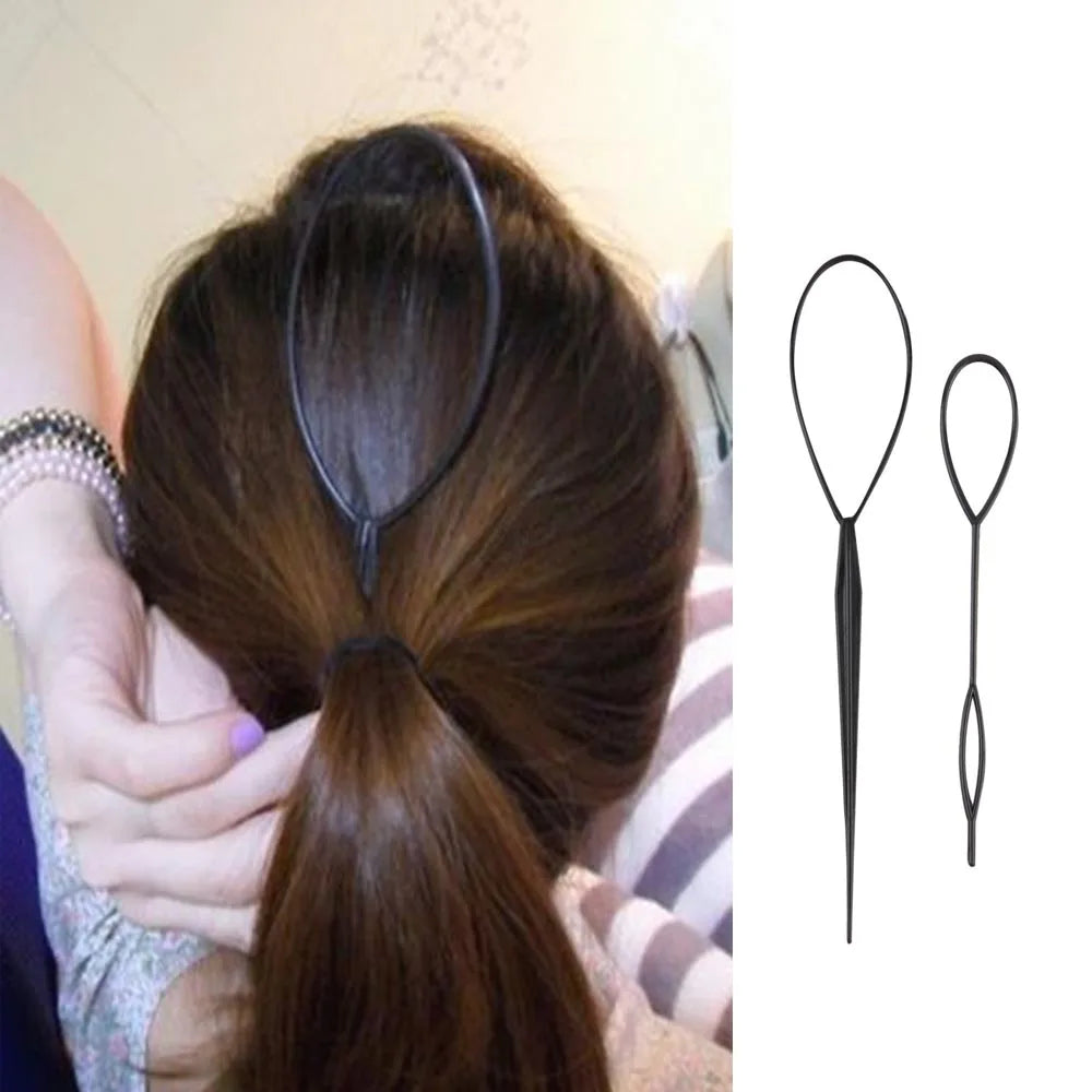 Plastic Hair Loop Styling Tool Magic Topsy Tail Hair Braid Ponytail Styling Clip Bun Maker For Girls Hairstyles