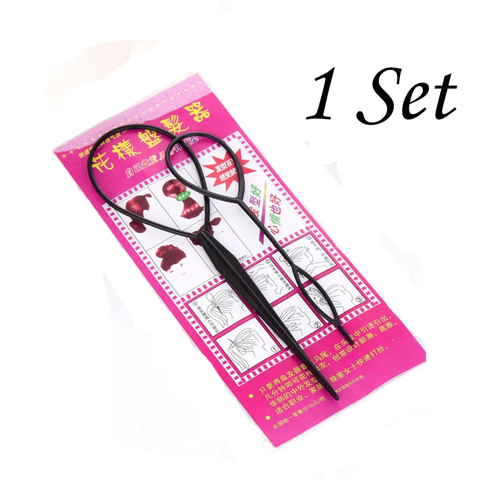 Plastic Hair Loop Styling Tool Magic Topsy Tail Hair Braid Ponytail Styling Clip Bun Maker For Girls Hairstyles