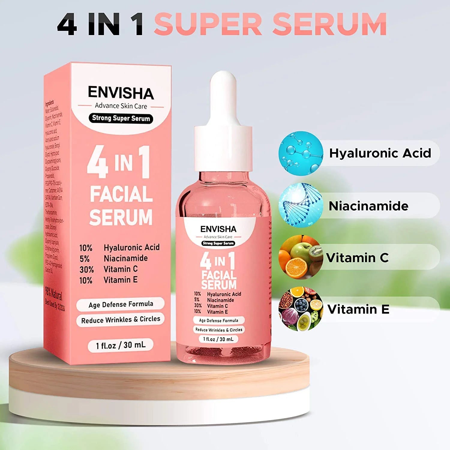 ENVISHA Facial Serum Skin Care Collagen Nicotinamide Hyaluronic Acid Vitamin Moisturizing Whitening Shrink Pores Remove Acne Halalzen