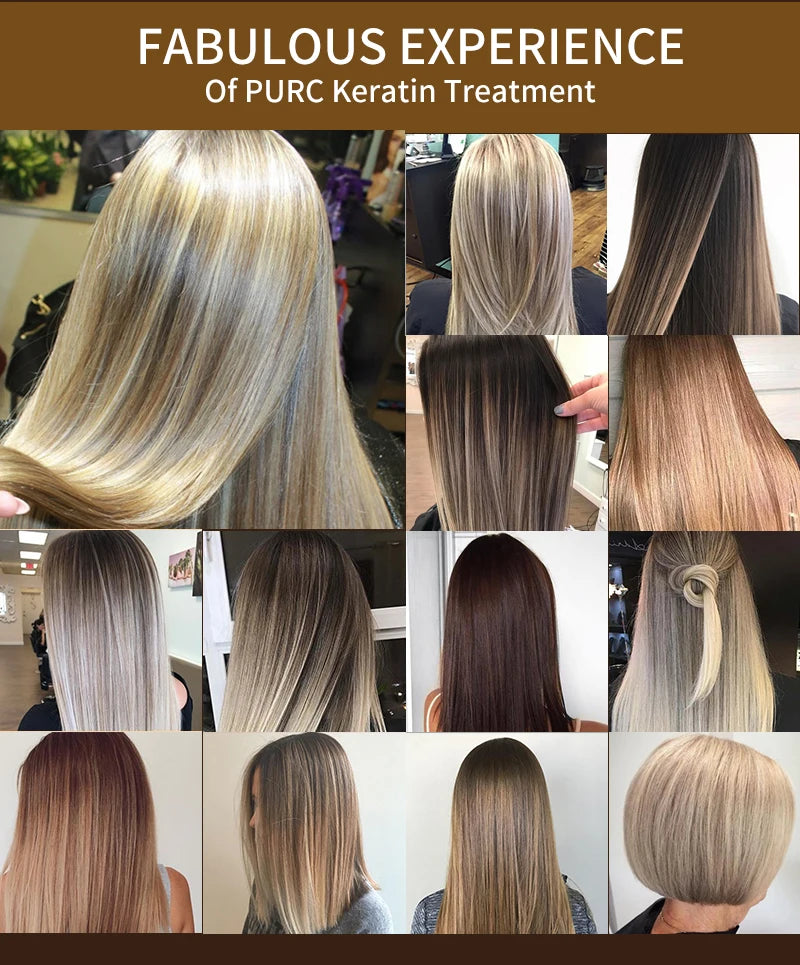 PURC Brazilian Keratin Treatment Cream Straightening Smoothing Hair Mask Sets Repair Damaged Frizz Dry Hair Care for Women 3pcs