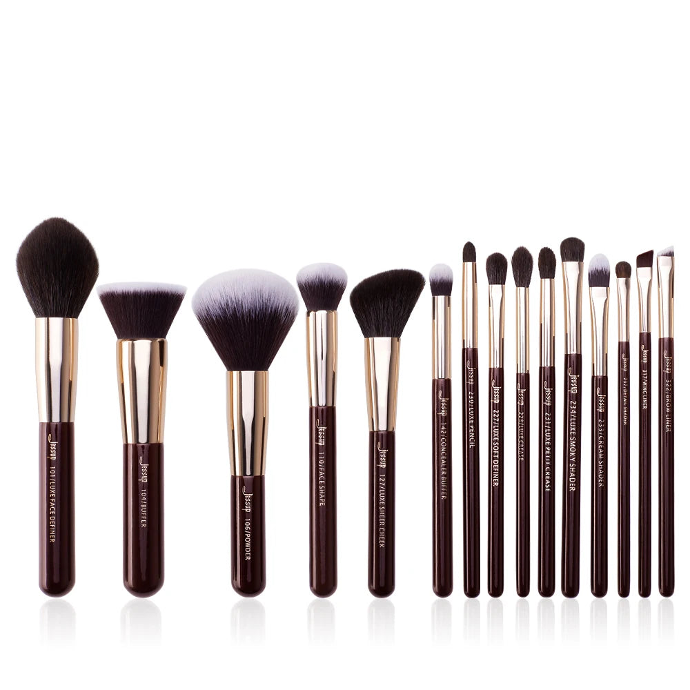 Jessup Makeup Brushes Set 15pcs Professional Makeup Brush Foundation Powder Eyeshadow Blender Liner Blusher Brochas