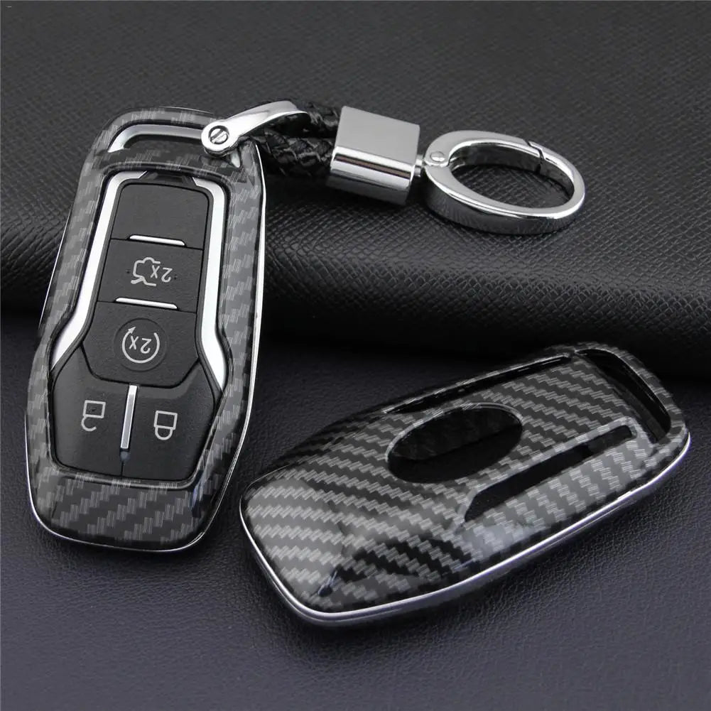 Carbon Fiber Car Styling Key Cover Protector Case ABS Hard Shell Cover Holder For Ford For Mondeo Mustang Edge Explorer F150