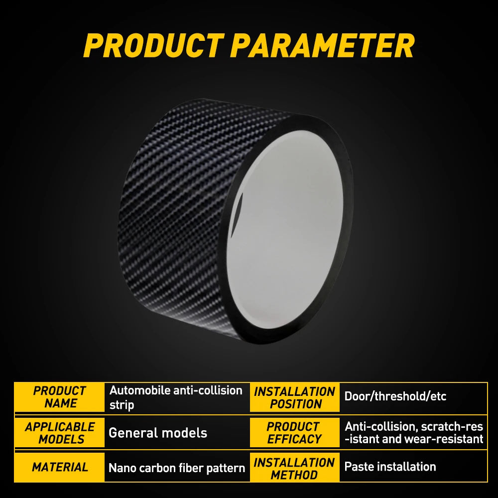 5CMx3M Car Stickers Carbon Fiber Auto Door Threshold Trunk Protective Strip Anti Scratch Tape Waterproof Decal Car Accessories