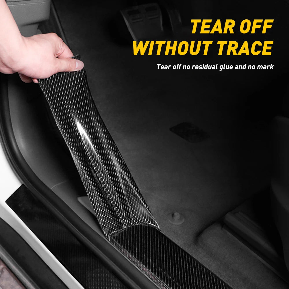 5CMx3M Car Stickers Carbon Fiber Auto Door Threshold Trunk Protective Strip Anti Scratch Tape Waterproof Decal Car Accessories