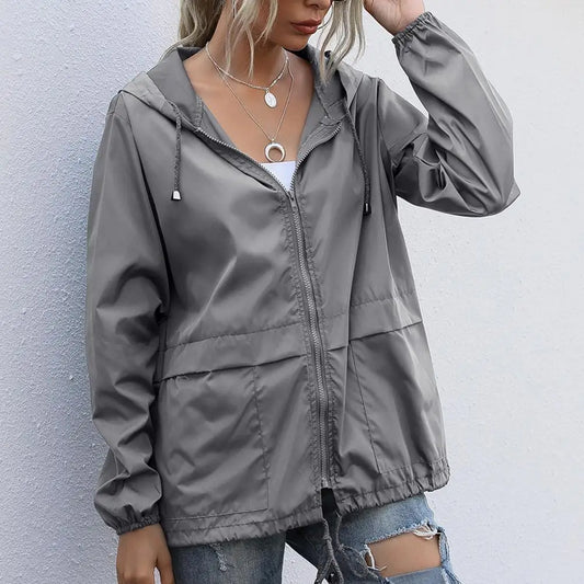 Women Rain Jacket Outdoor Running Hooded Windproof Short Raincoat Casual Spring Autumn Coats Breathable Clothing