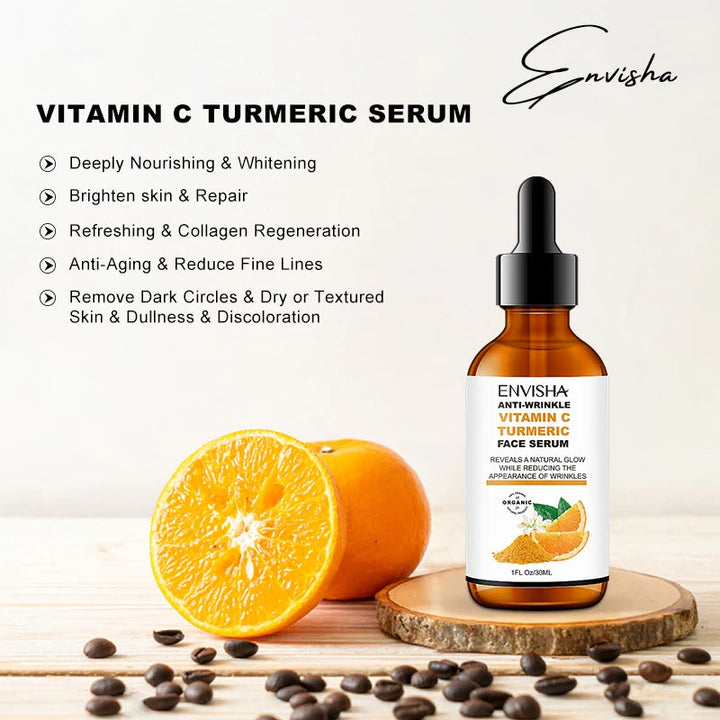 ENVISHA Collagen Vitamin Turmeric Face Serum Essence Anti-Aging Wrinkle Skincare Moisturizing Serum Shrink Pores Remove Acne Halalzen