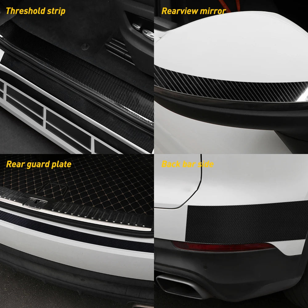 5CMx3M Car Stickers Carbon Fiber Auto Door Threshold Trunk Protective Strip Anti Scratch Tape Waterproof Decal Car Accessories