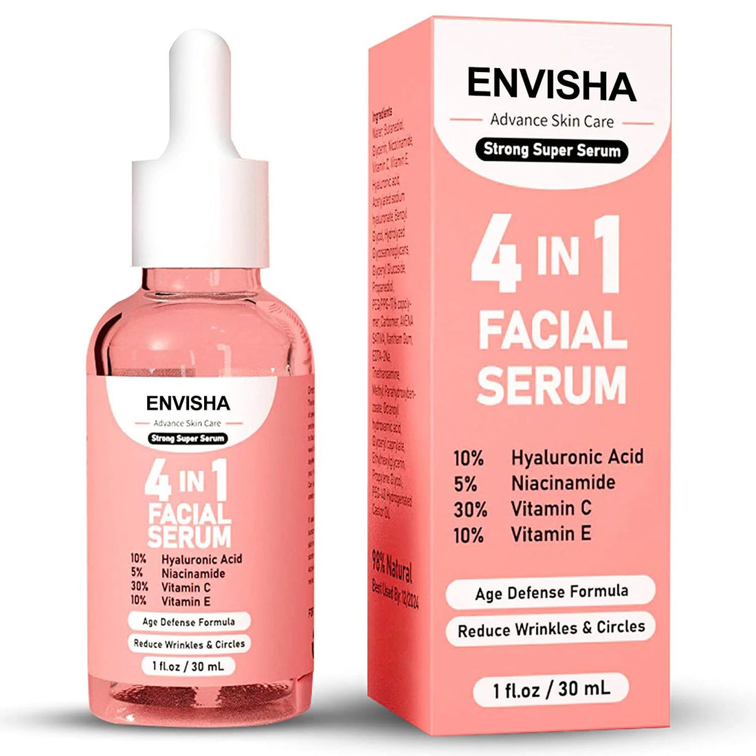 ENVISHA Facial Serum Skin Care Collagen Nicotinamide Hyaluronic Acid Vitamin Moisturizing Whitening Shrink Pores Remove Acne Halalzen