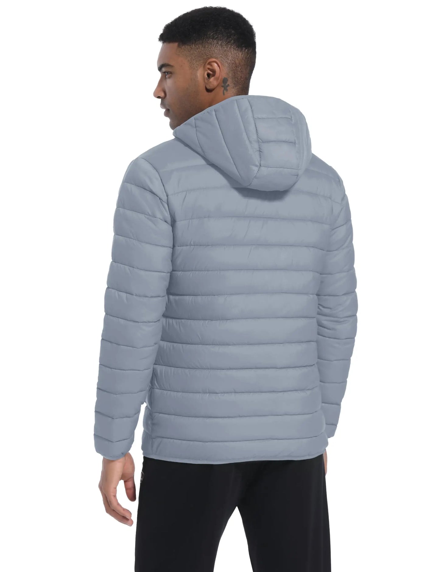 Men’s Winter Insulated Lightweight Puffer Hooded Windbreaker Quilted Coat Water-Resistant Full Zip Bubble Jackets Hiking Coat