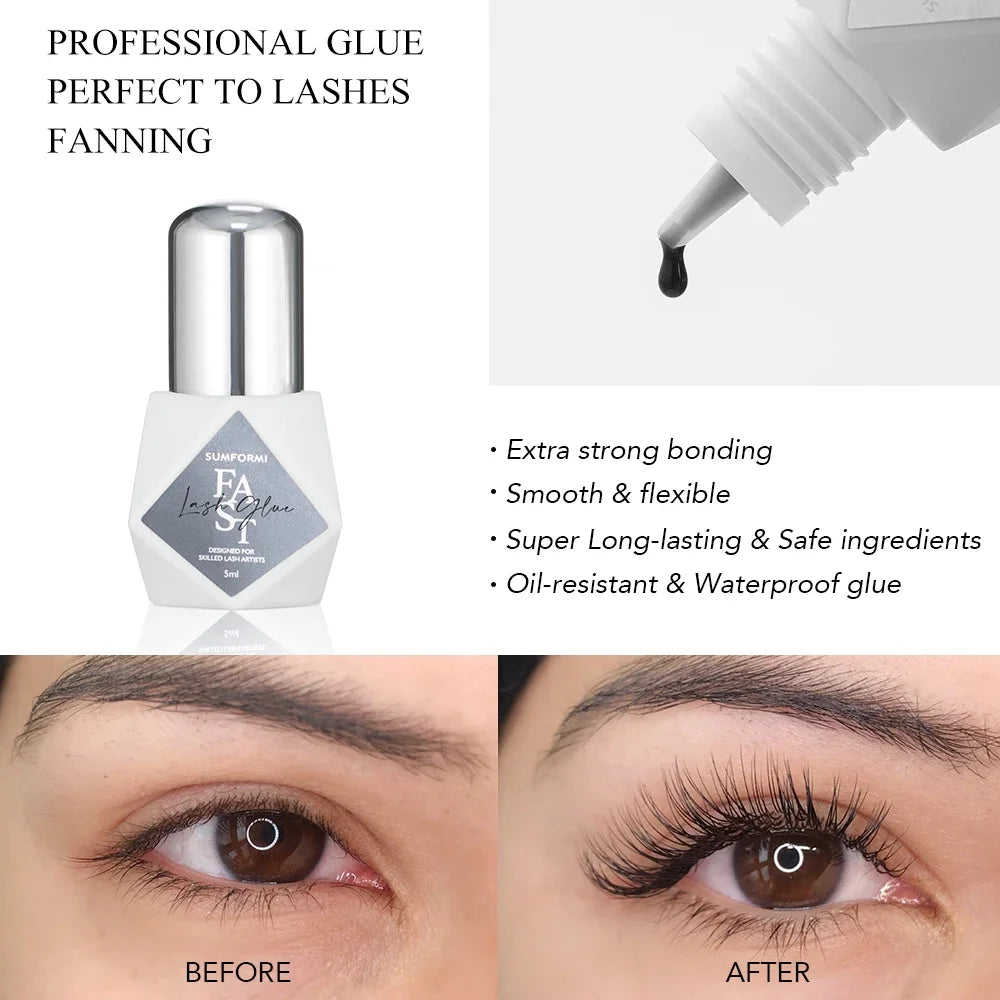 SUMFORMI 10PCS False Eyelash Extensions Glue 0.3S Fast Dry Waterproof Thin Lash Eyelashes Adhesive Bonder Wholesale Makeup Tools