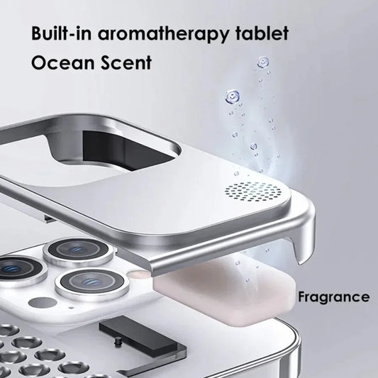 For iPhone 15 14 Plus 13 12 Pro Max Rimless Aluminum Metal Aromatherapy Case Heat Dissipation Anti-Scratch Shockproof Slim Cover