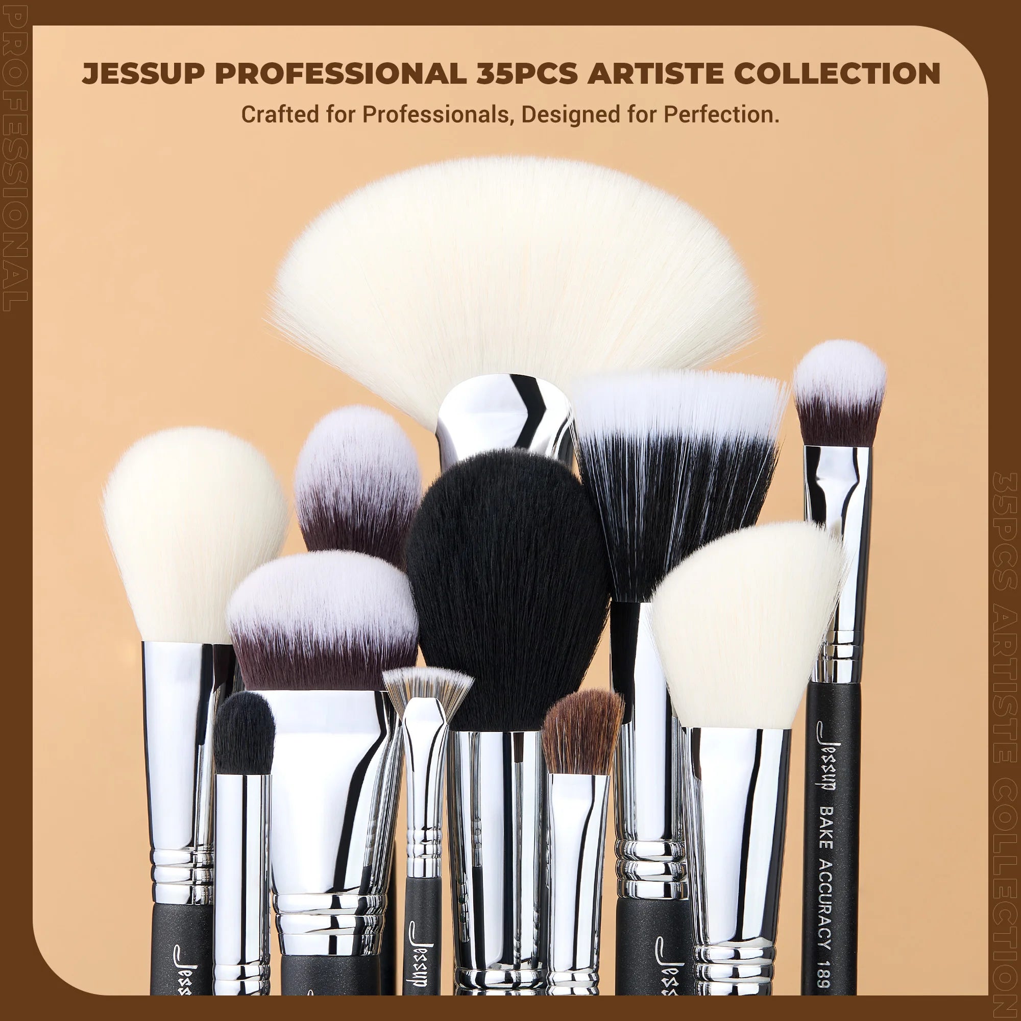 Jessup Makeup Brushes Set Professional 35pcs Premium Synthetic Labeled Make up Brush for Foundation Eyeshadow Concealer Contour