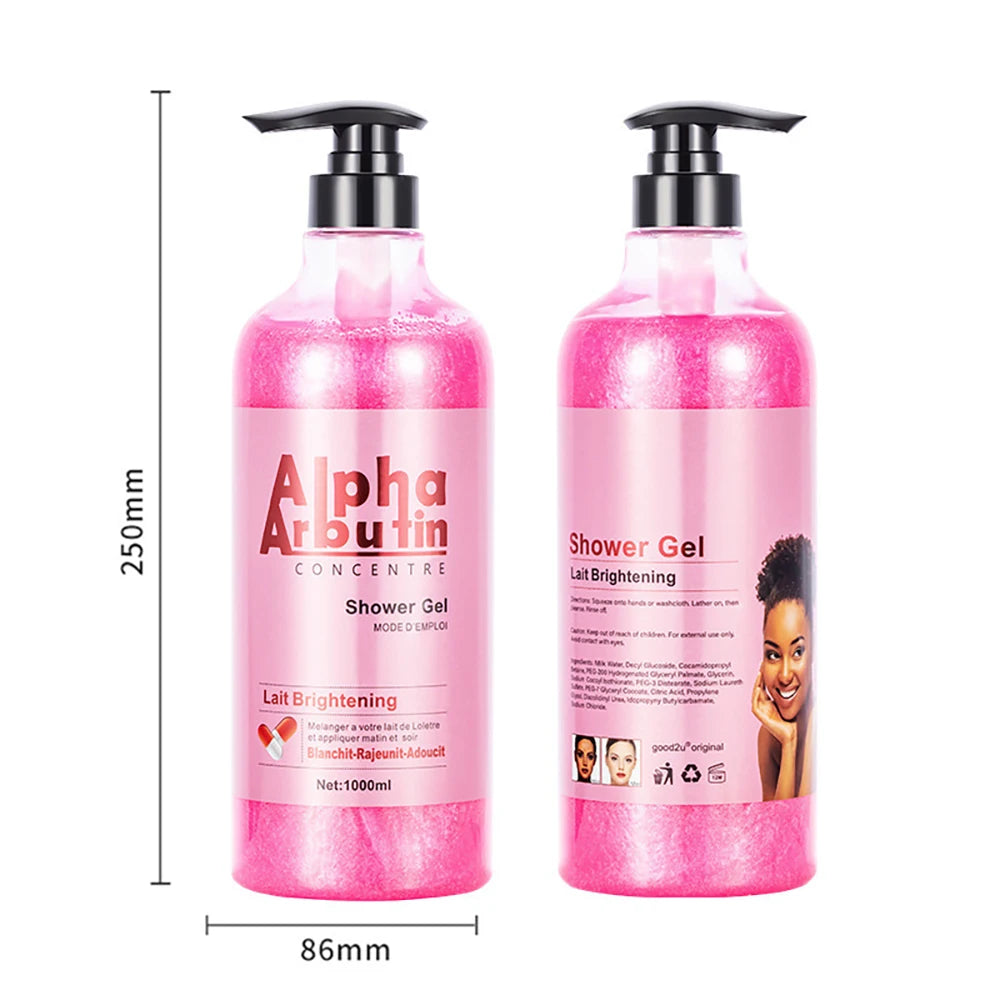 1000ml Kojic Acid Shower Gel Deep Cleansing Brighten Skin Body Wash Skin Whitening Exfoliator Body Care Moisturizing Skincare