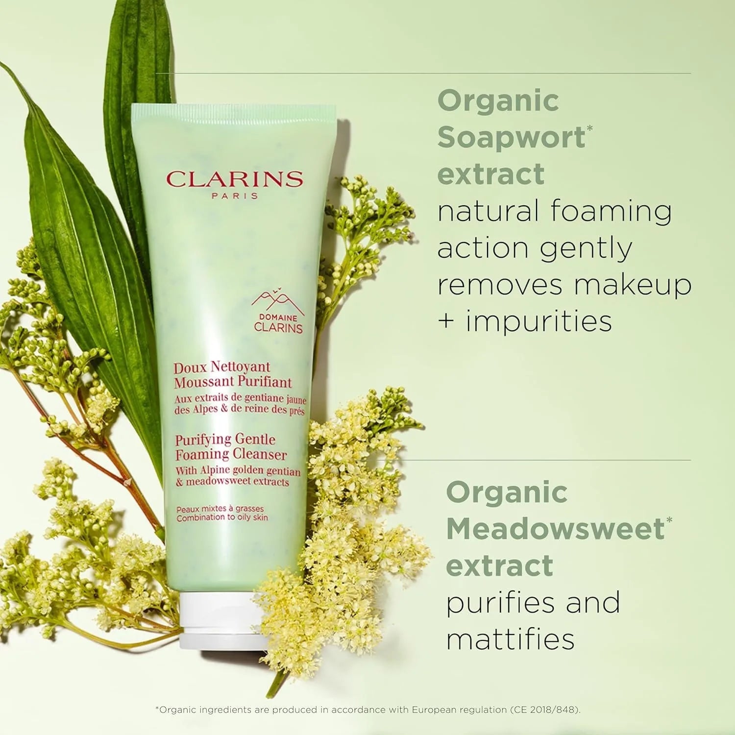 Clarins Purifying Gentle Foaming Face Cleanser, Cleanses, Purifies, Softens and Mattifies, Combination To Oily Skin Types, 125ml Halalzen