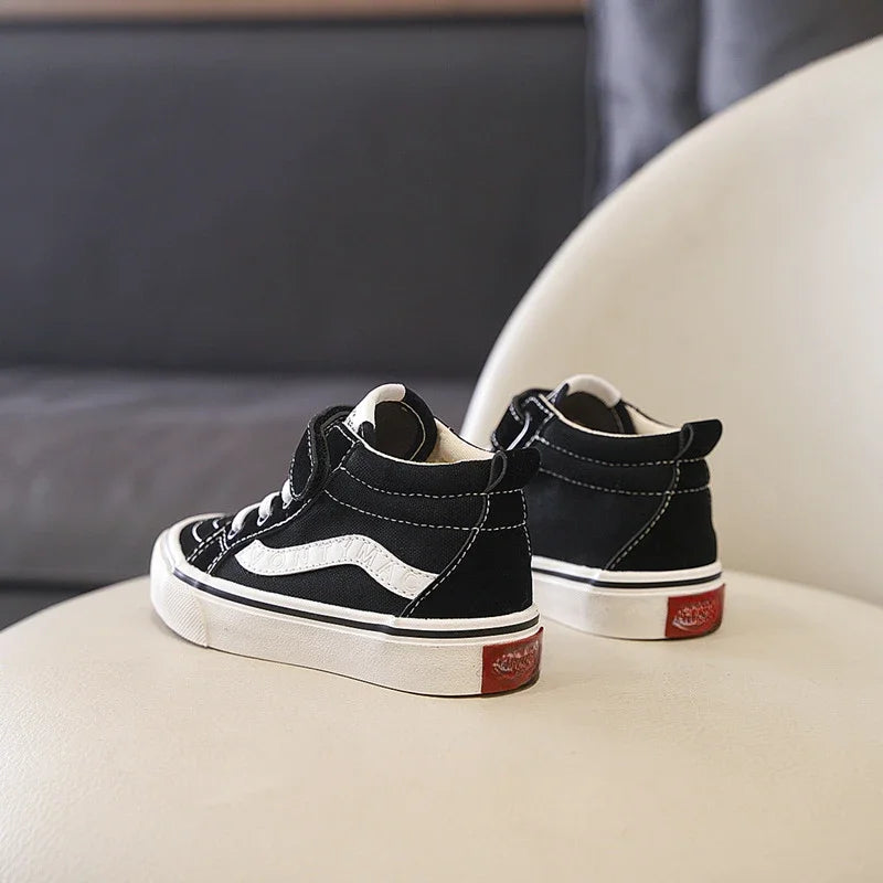 New Shoes for Kids Boys Girls High Top Canvas Shoes Fashion Velcro Casual Board Shoes Kids Soft Sole Anti Slip Sneakers