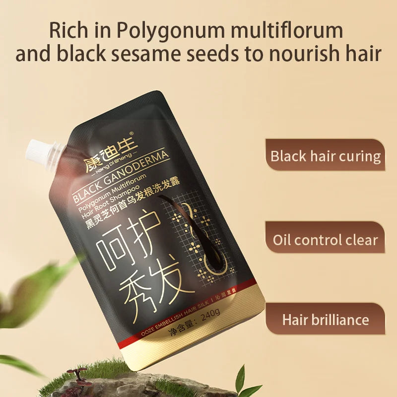 Black sesame seed Polygonum multiflorum Oil Control Refreshing Clean Hair Black Hair Maintenance Flowing hair Herbal Essence240g Halalzen