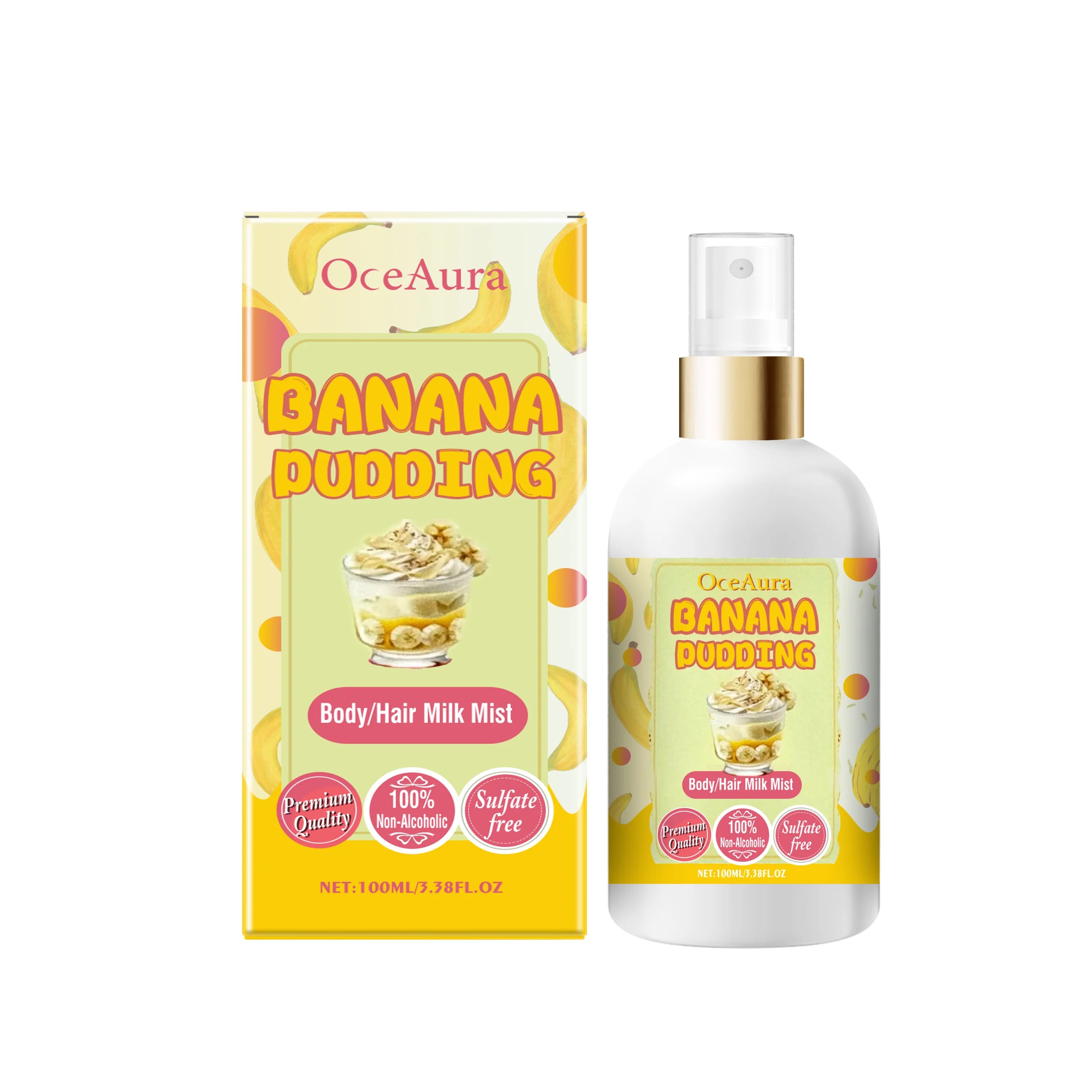 OceAura Body Milk Mist Strawberry Long Lasting Hydration Moisturizer Skin Brightening Products Smoothing Hair Perfume Spray 100g