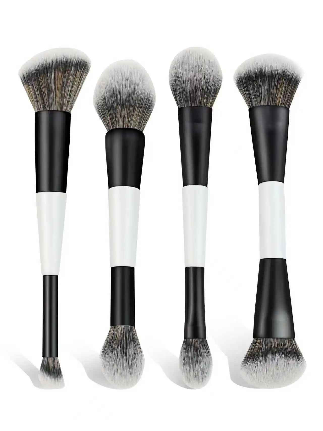 4-piece double-ended makeup brush set, multifunctional makeup brush, blush brush, foundation brush, powder brush, highlighter brush, nose contour brush, concealer brush, blush brush, gift for women and girls