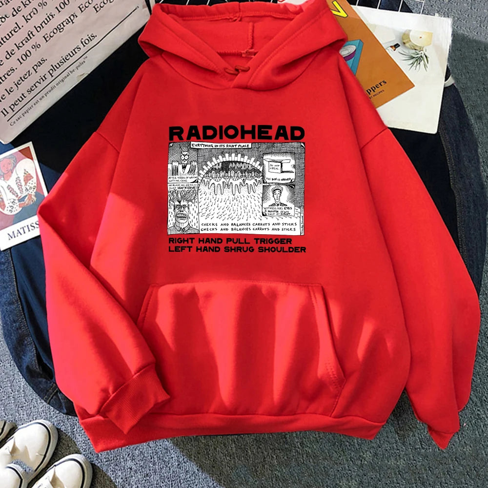 Fashion Radiohead Hoodie for Men/Women Rock Band Music Fans Sweatshirts Oversized Graphic Clothes Harajuku Couple Sweatshirt Man