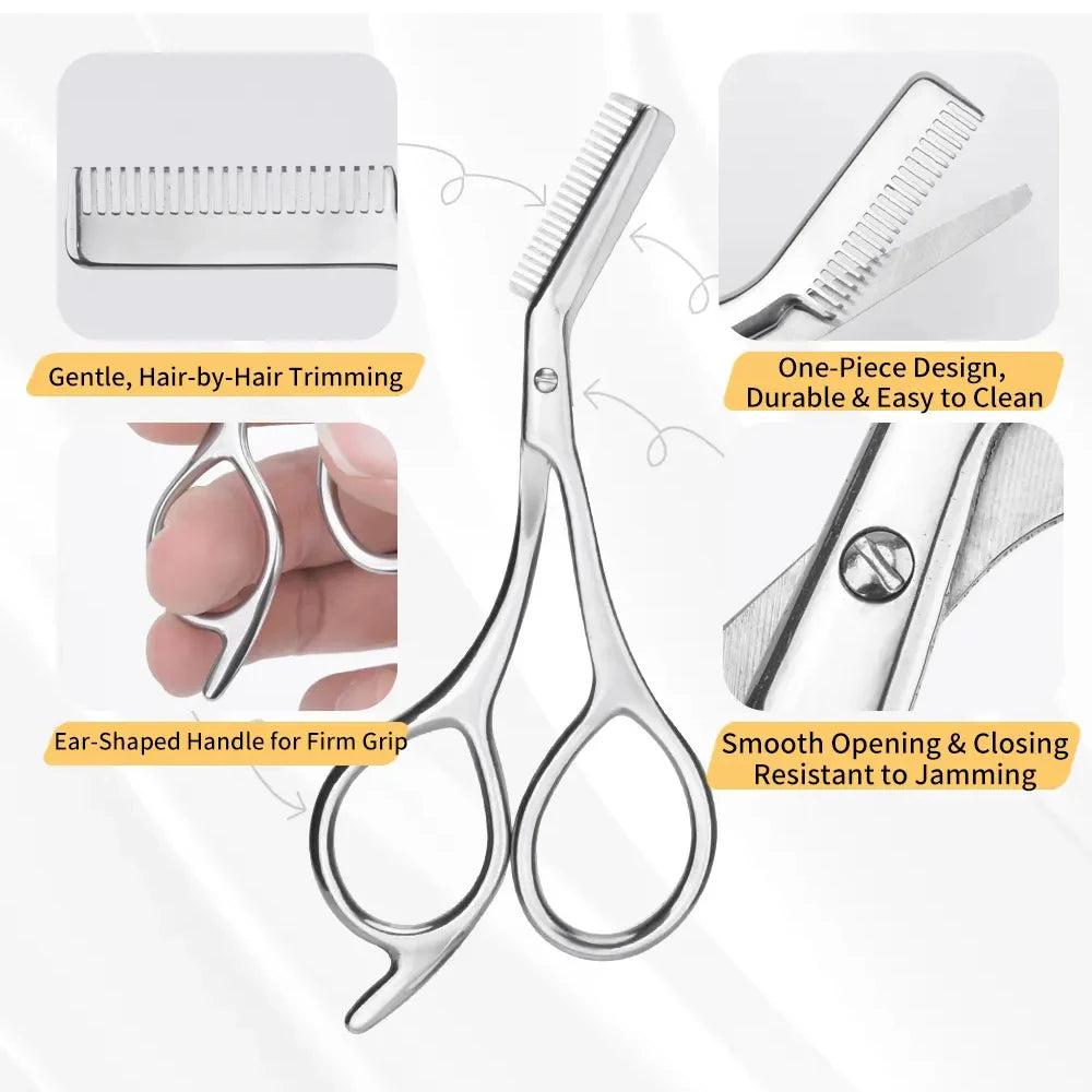 High Quality Eyebrow Trimming Scissors with Combs Professional Stainless Steel Grooming Eyebrow Shaping Scissors Tools