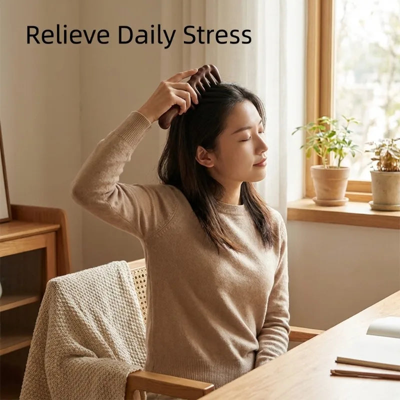 Wood Wide Tooth Massage Comb Anti Static Sandalwood Scalp Massage Comb Portable Hair Styling Wooden Comb for Scalp Care