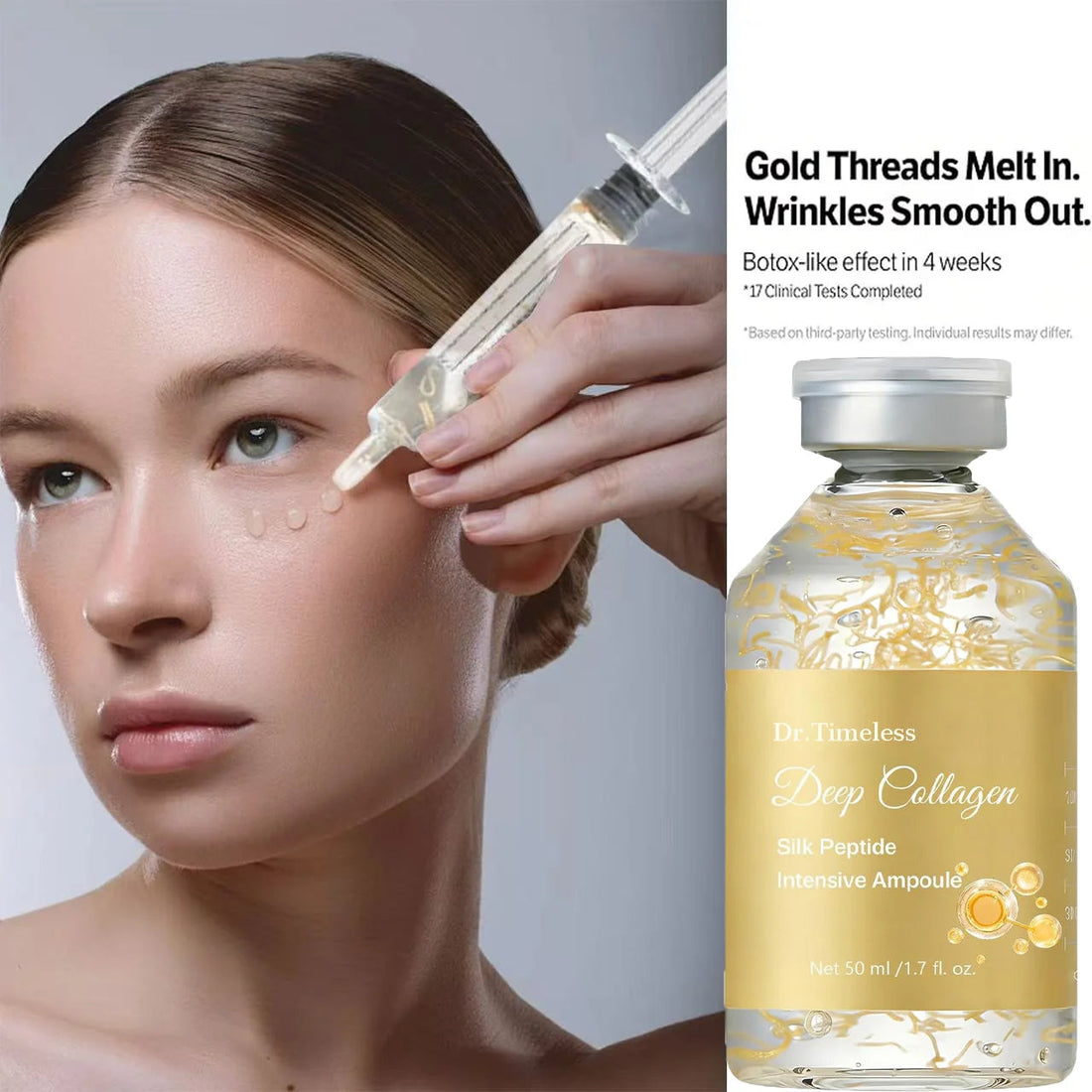 Silk Peptide Ampoule | Anti-Aging Serum with Collagen & 30 Peptide Complex for Intensive Lifting, Skin Tightening & Firming Halalzen