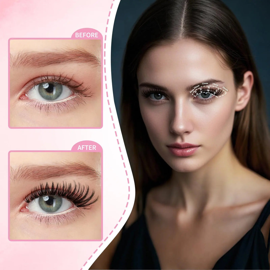 uCoolMe Lashes Flora Wispy and Spiky Clusters Kit with Bond and Seal Remover Long-lasting Waterproof Home DIY Eyelash Extension