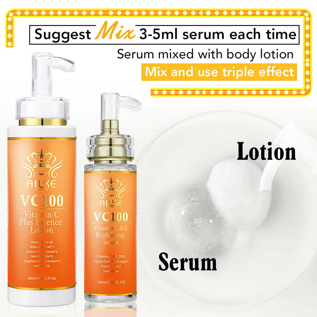 AILKE Vitamin C Brightening Moisturizing Women Skin Care Set, Anti Dark Spots, Nourishing Kit for Smooth, Even Radiant Skin Tone