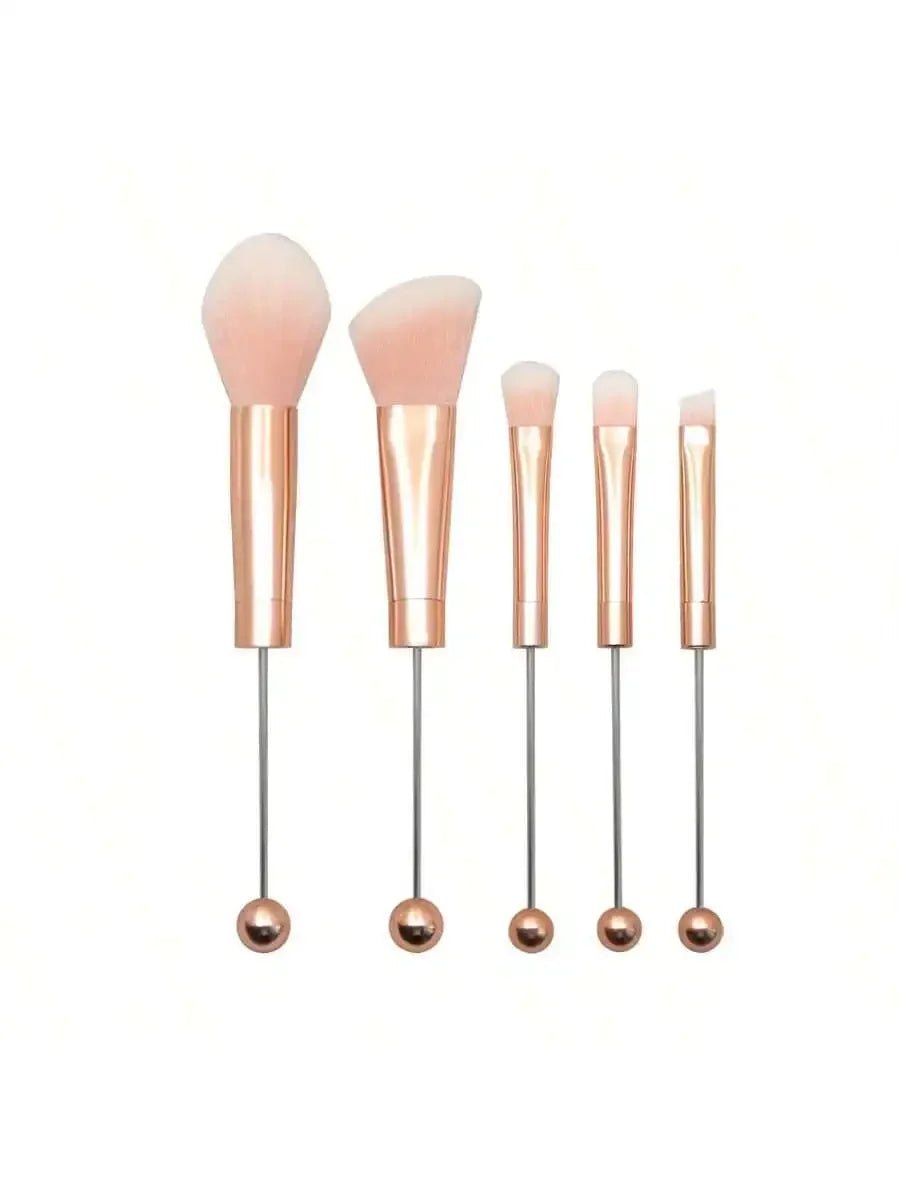 5pcs Beadable Makeup Brushes Unique Brushes Silicone Beads DIY Makeup Cosmetic Brushes Beaded Brushes Kit For DIY Halalzen