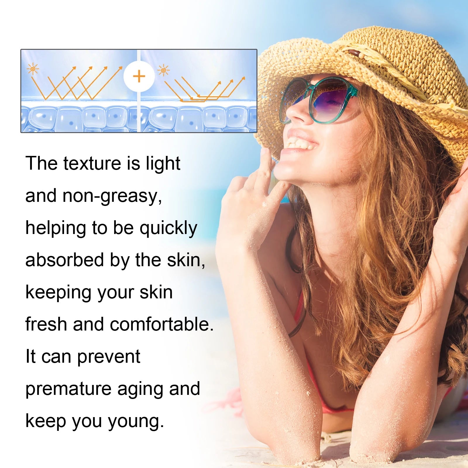 Sunscreen Lotion UV Protective Oil-Control Refreshing Skin Moisturizing Sun Isolate Makeup Hyaluronic Acid Concealer Sun Cream Halalzen