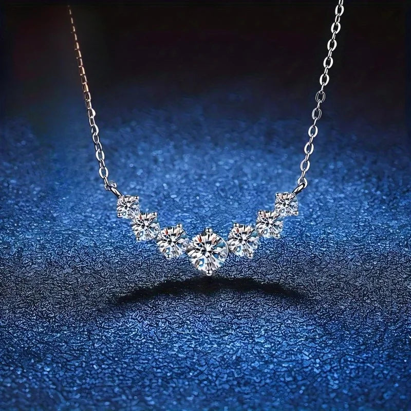 Princess Cut Cubic Zirconia Smile Necklace - Italian Waterproof Unisex Jewelry