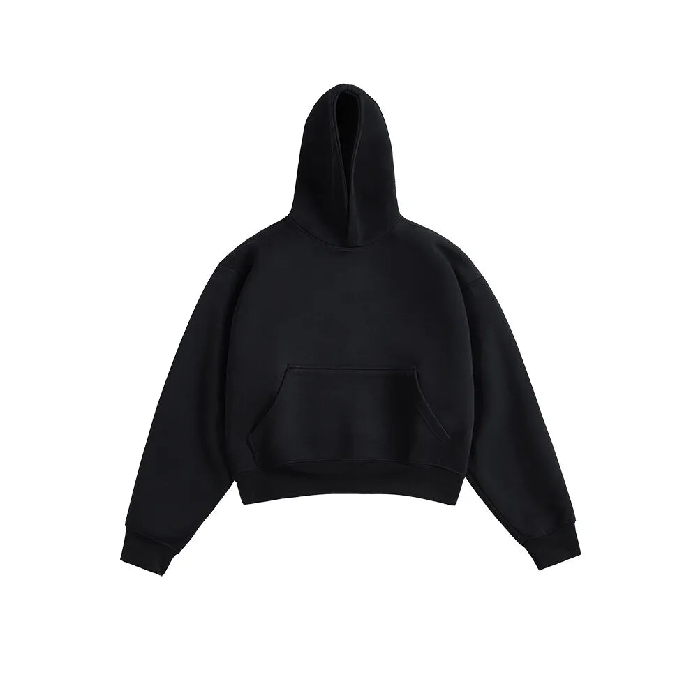 LAPPSTER Men Women Cleanfit Y2k Short Hooded Hoodies Korean Fashions 2000s Sweatshirts Tracksuit Grey Harajuku Big Pocket Hoodie