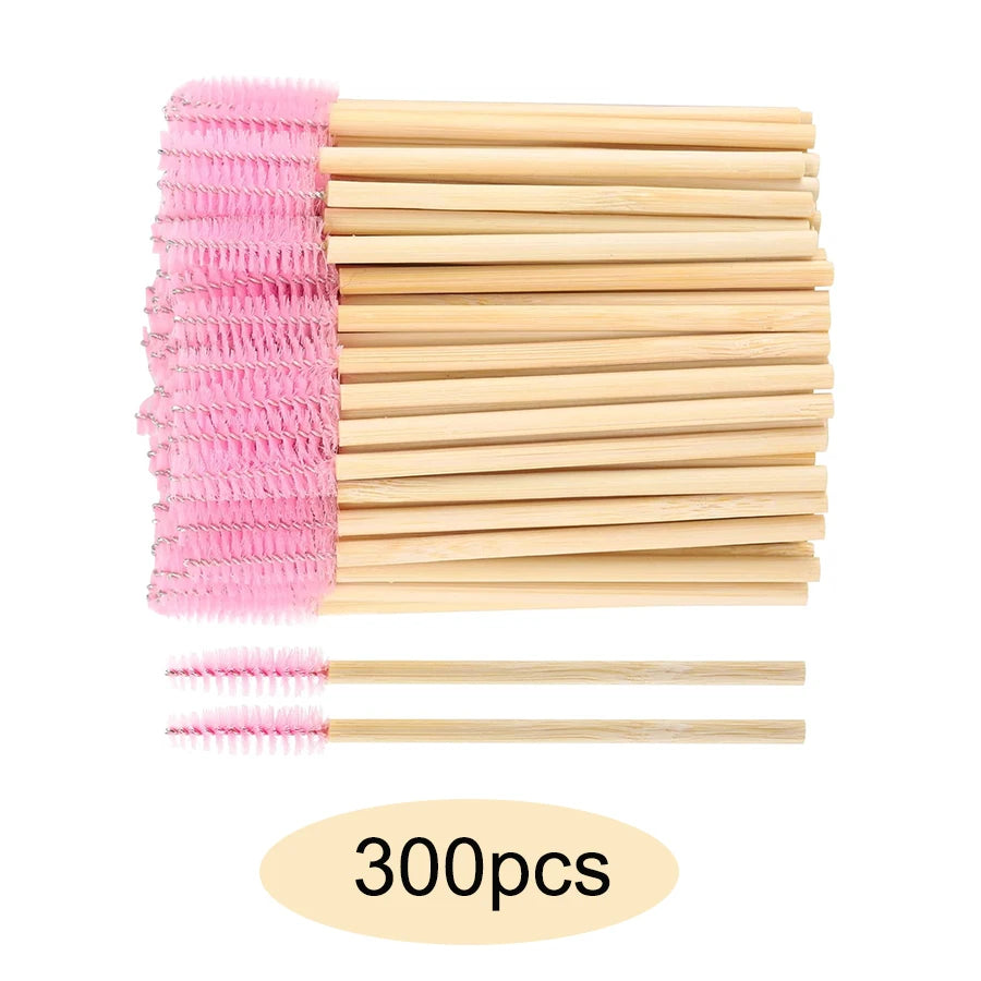 50/100/300pcs Eyebrow Eyelash Brushes Wooden Eyelash Spoolies Mascara Wands Lip Applicator for Eyelash Extension Makeup Tool