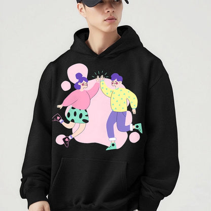 Eye Catching Hoodies Graphic Oversized Y2K Woman Streetwear Sweater With Colorful Print Casual Loose Fit Unisex Winter Clothing