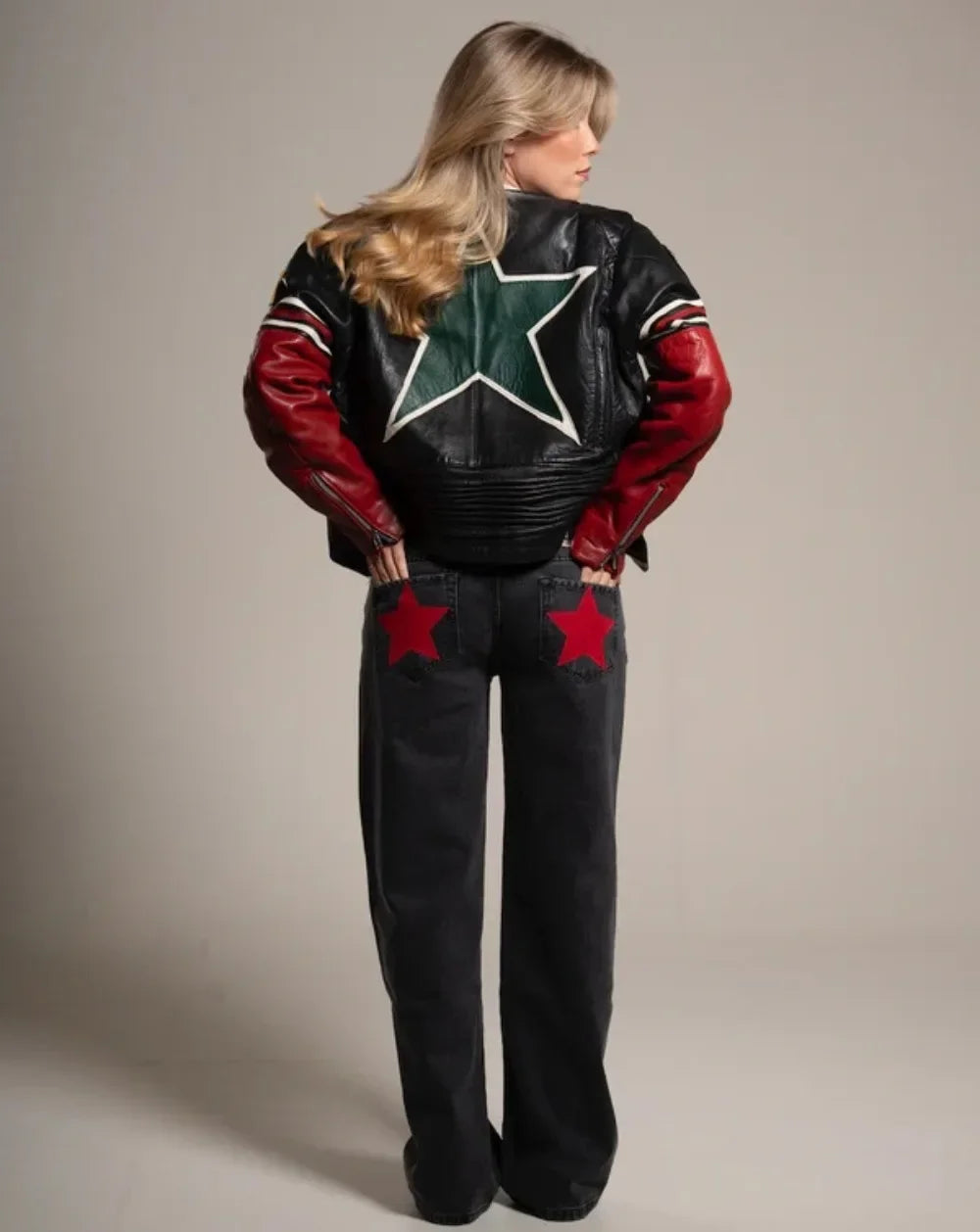 ONE DILEMMA Blue Five-Pointed Star High Waited Jeans Y2K Street Harajuku Baggy Jeans Women Clothing Casual Straight Denim Pants