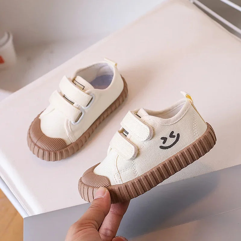 Children's Canvas Shoes Korean Version Smiling Face Casual Shoes Spring Boys Girls Shoes Academy Kindergarten Comfortable  Daily