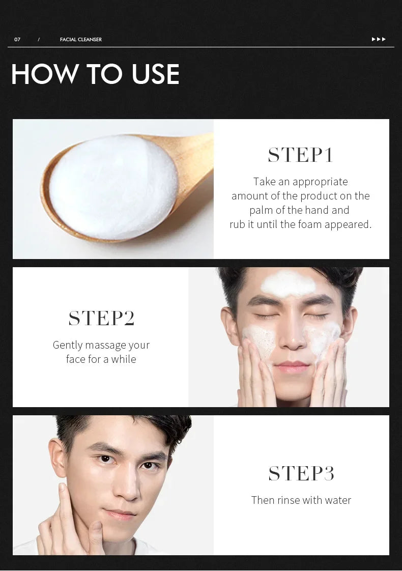 LAIKOU Men Facial Cleanser Face Washing Moisturizing Man Skin Care Oil Control Blackhead Remove Scrub Cosmetics Deep Norishing Halalzen