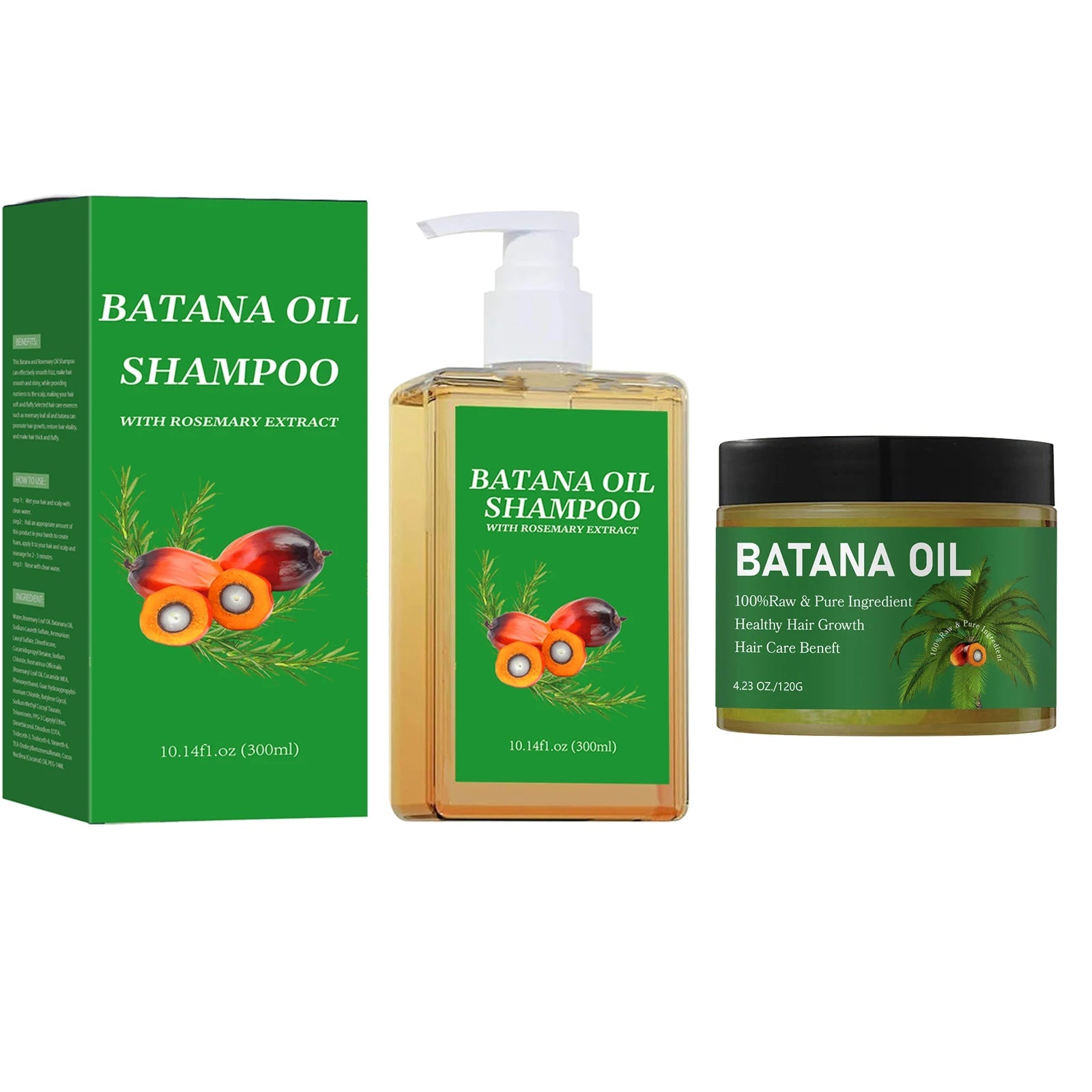 Batana Oil Shampoo & Conditioner Set Hair Strengthens Anti Loss Restore Damaged Cleansing Dandruff Control Hair Growth Shampoo Halalzen