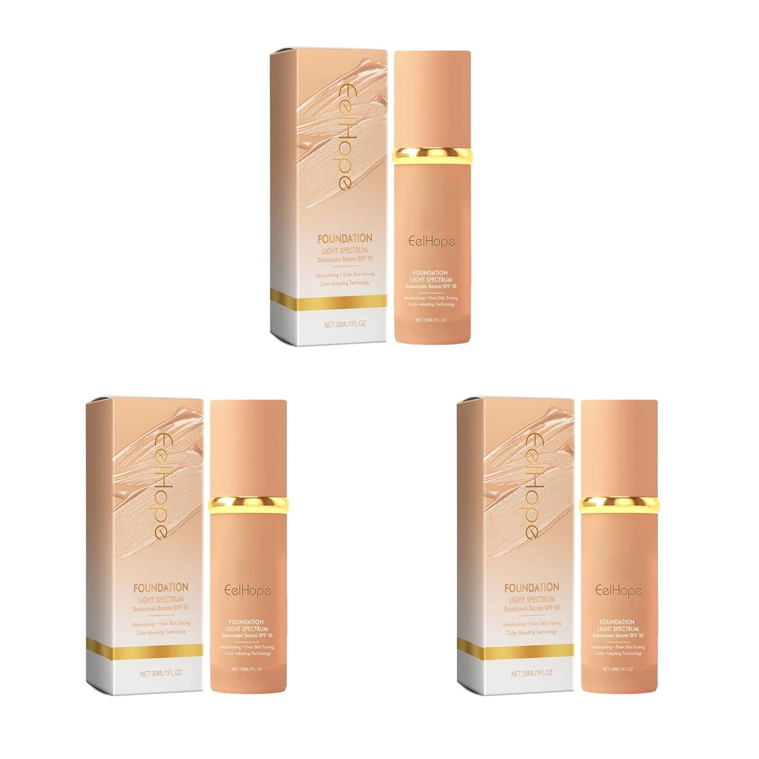 4-in-1 Foundation Liquid Makeup Hydrate Full Coverage Concealer Spf 50 Light Spectrum Sunscreen Serum Repair Moisturizing Primer Halalzen
