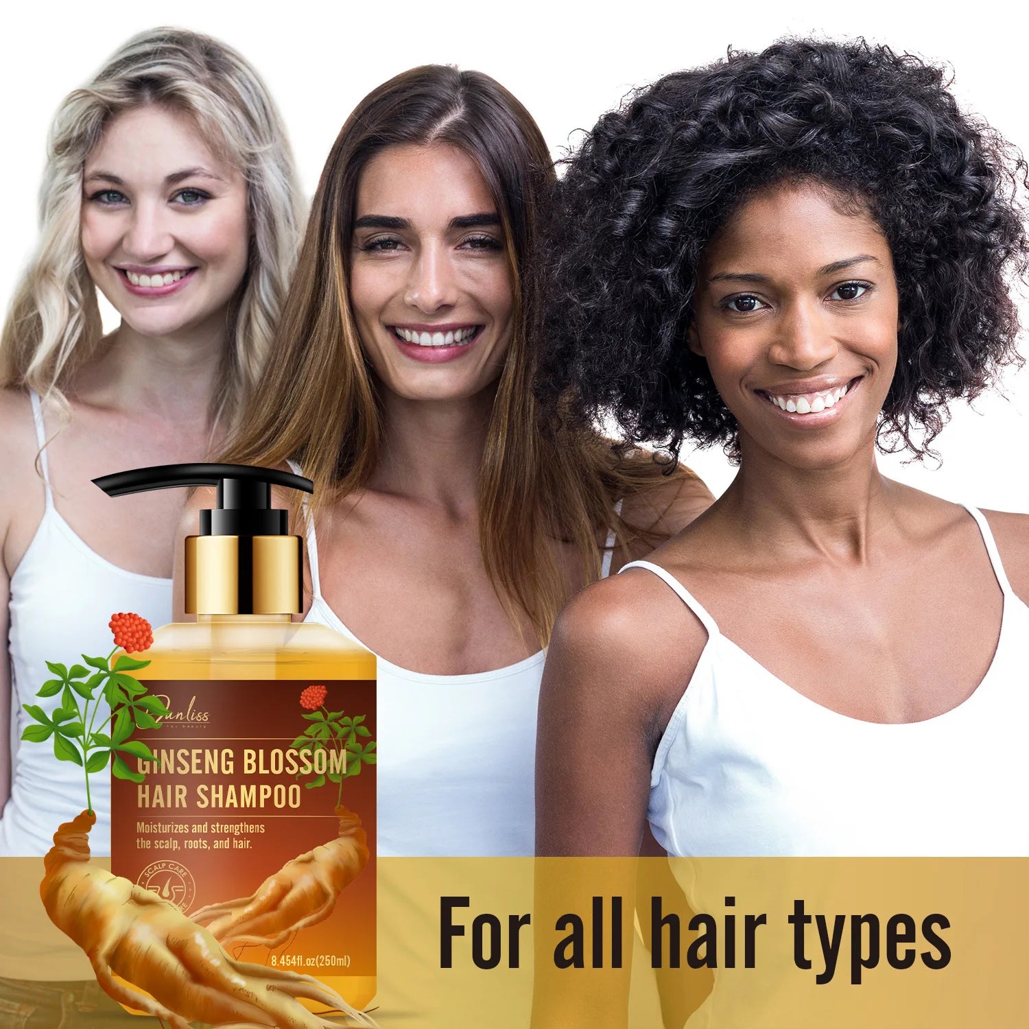 Ginseng Flower Shampoo Deeply Nourishes Hair, Promotes Hair Growth and Strengthens Hair Roots. Ginseng Flower Shampoo 500ml