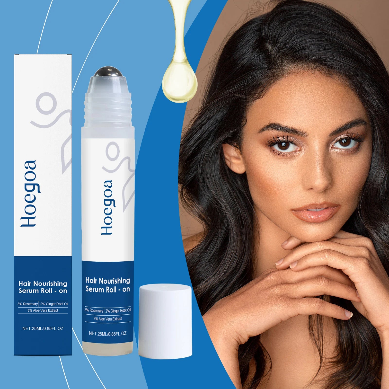 25ml Rosemary Hair Growth Roller Essence Reduce Hair Breakage Bifurcate Increase Hair Density Nourish Strengthen Toughen