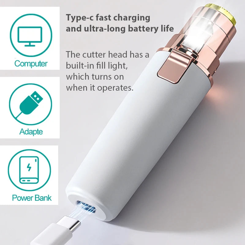 2 in1 Electric Eyebrow & Facial Trimmer Rechargeable Facial Hair Removal Eyebrow Shaver Body Razor with LED Light Halalzen