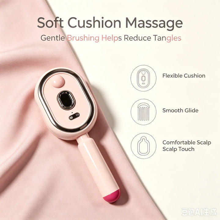 Mini Pink Cloud Air Cushion Hair Brush,Soft Scalp Massage Comb,Anti‑Tangle Travel Hairbrush,Pocket Styling Tool for Women Girls