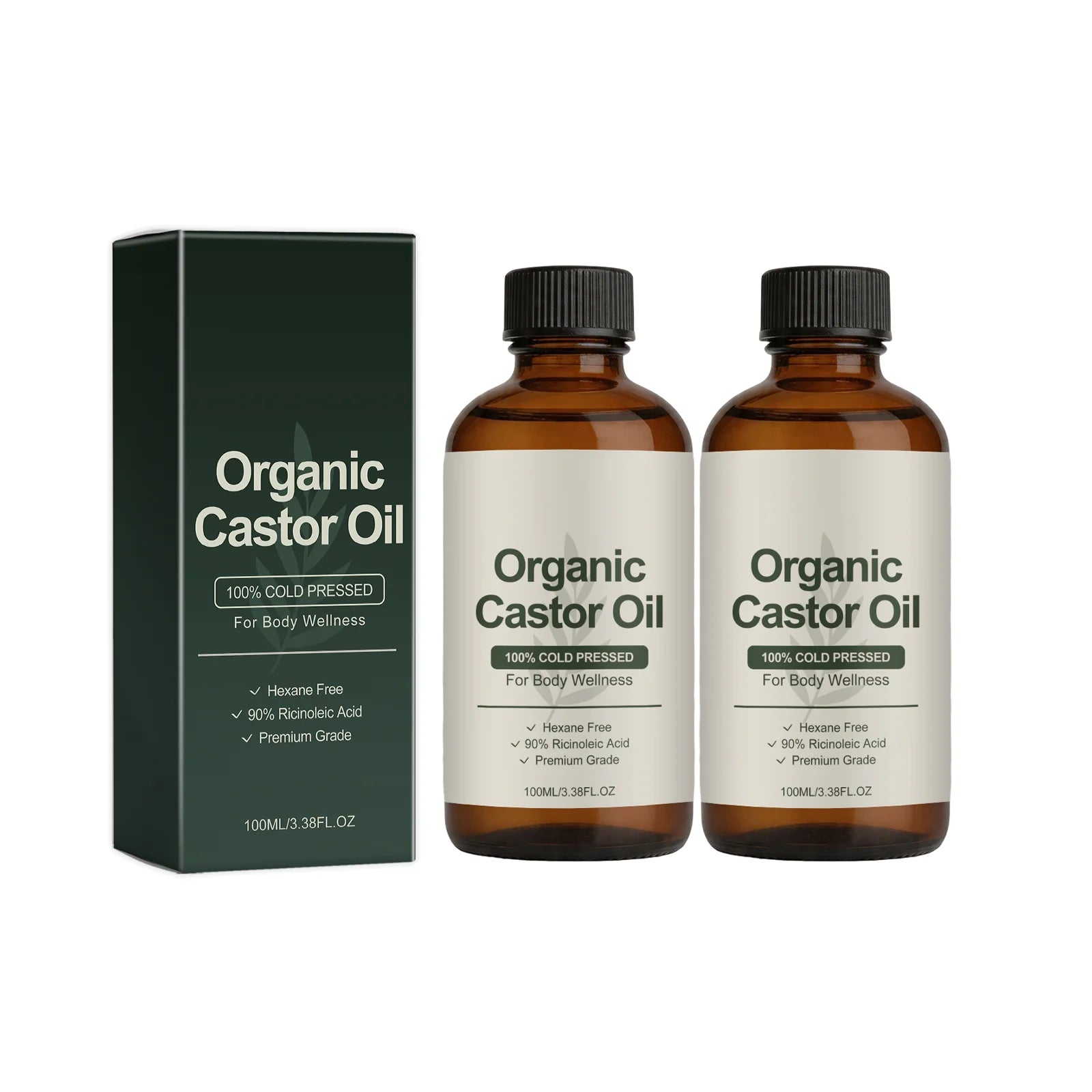 Organic Castor Oil Cold Pressed Hexane Free Ricinoleic Acid Hydrating Body Oil Moisturizing Dry Skin Sensitive Skin Care