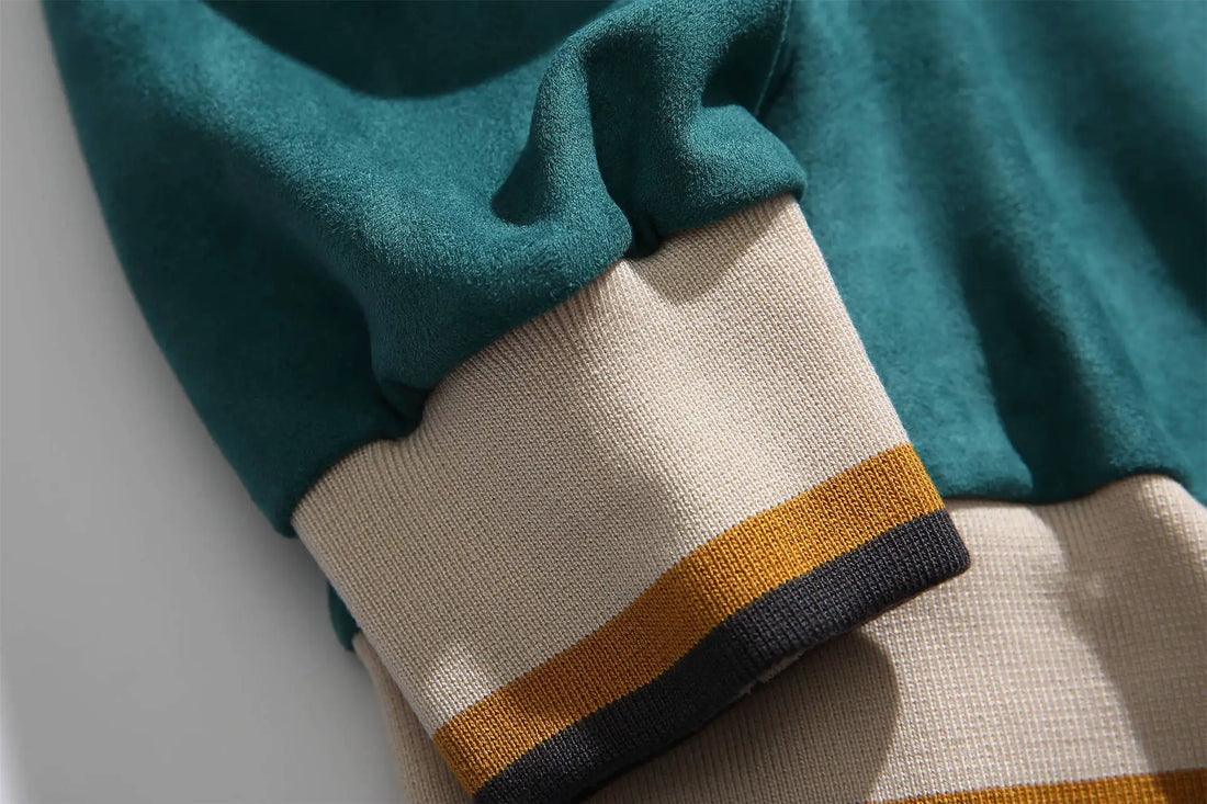 Men Sweatshirts Suede Hip Hop Spring And Autumn Couple Sports Pullovers China-Chic Loose Versatile Casual Tops Spliced