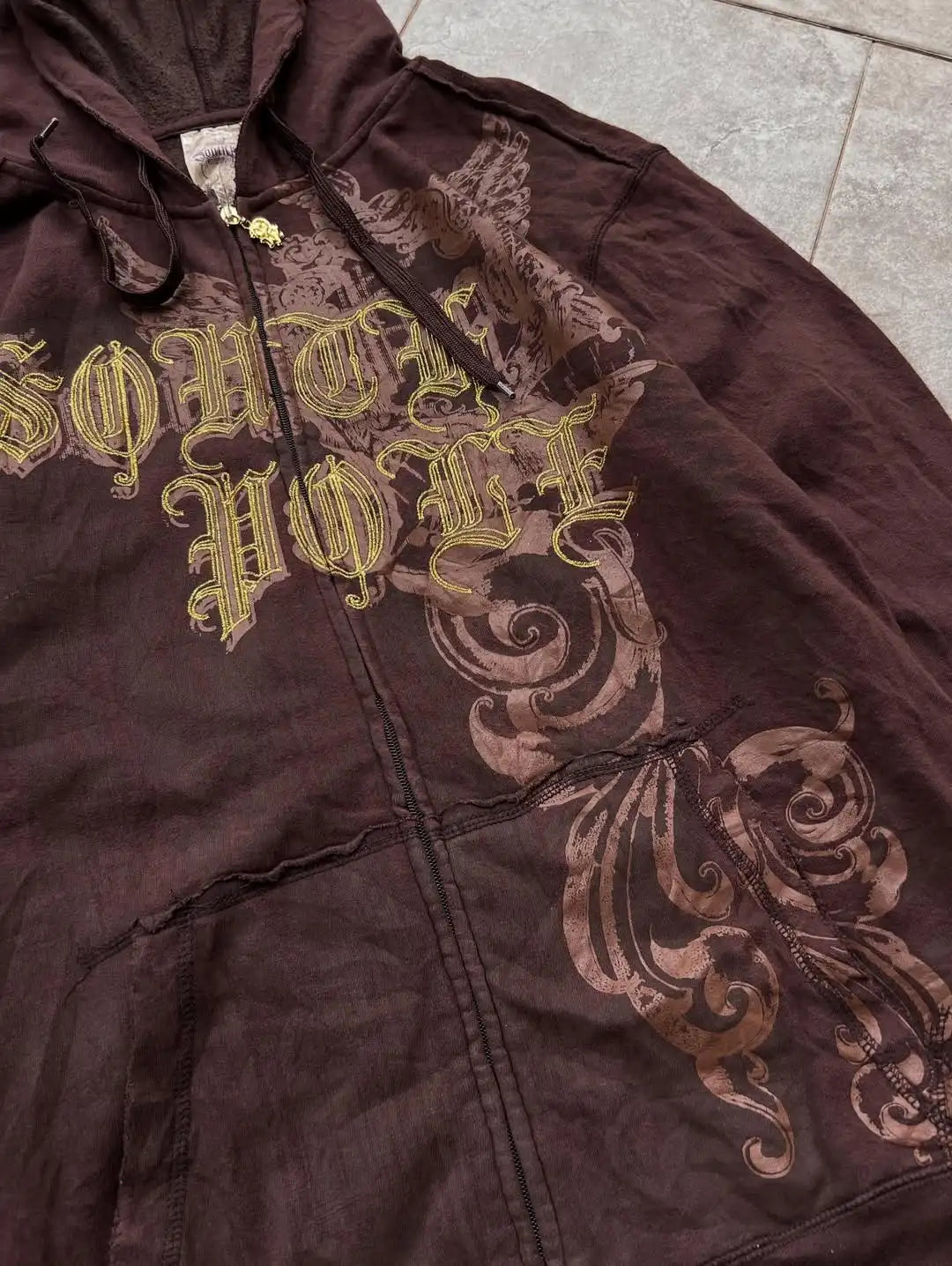 Y2k Zipper Hoodie Letter Pattern Gothic Punk Sportswear Brown Hoodie Sportswear Hoodie Long Sleeve Super Large Hoodie Jacket