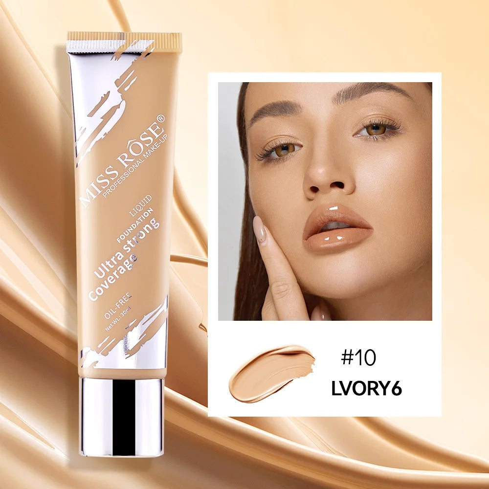 Oil‑control LongLasting Foundation Cream Natural Buildable Coverage Concealer Makeup Base Sweat Proof Non‑fading Facial Cosmetic