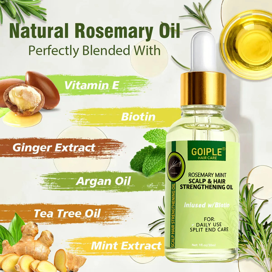 GOIPLE Hair Growth Product African Chebe Powder and Hair Growth Oil Hair-loss Treatment Rosemary Extract Oil Anti Hair-break Set